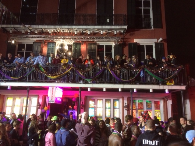Beads and boozers on a Bourbon St.